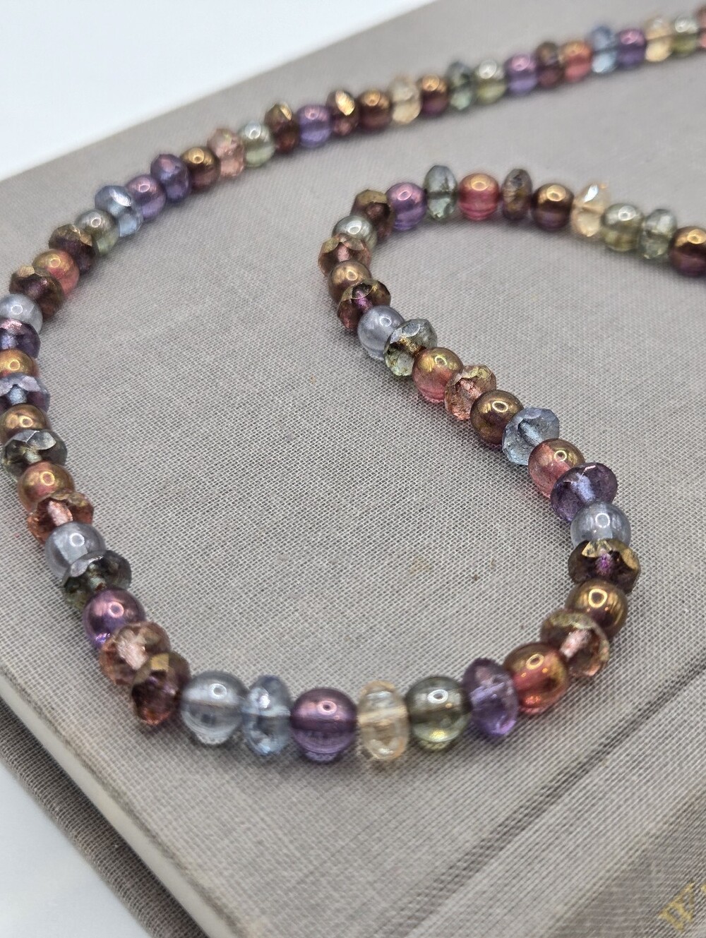 Colorful Rainbow Glass gemstone Crystal Bead Necklace Surfer Boho 19" Mermaid